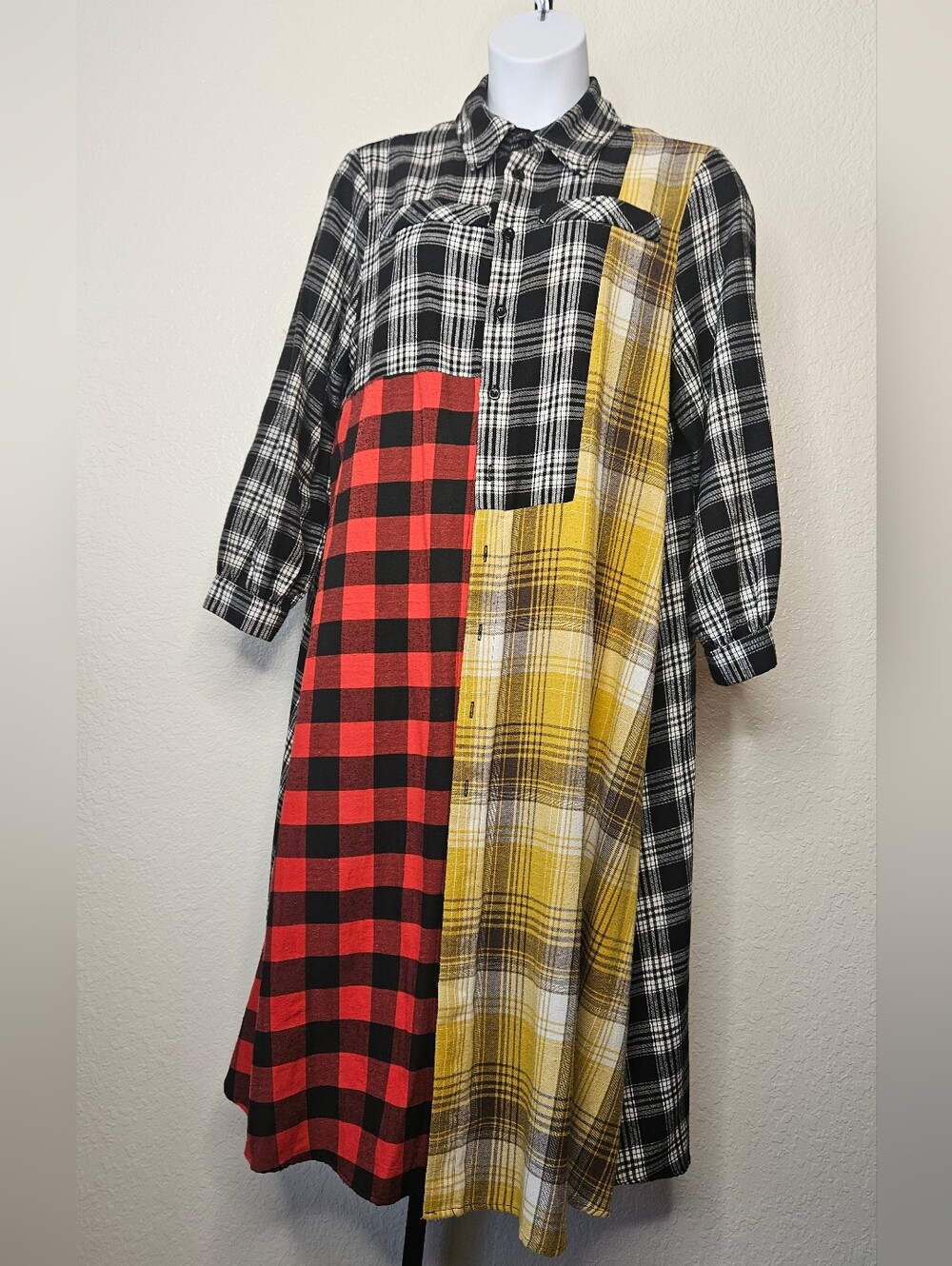 SHEIN Social Butterfly Collection multi-color patchwork in Black, Red & Yellow